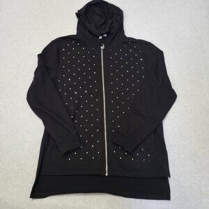 Juicy Couture Women's Sweater Small Black Rhinestone Studded Full Zip